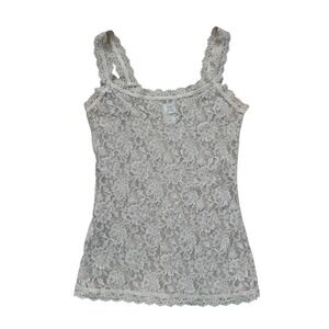 Vintage Lace Camisole Tank Top Beige Floral Y2K Fairy Small cottagecore